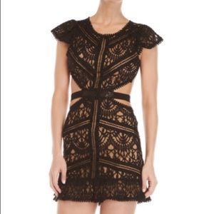 Black Lace Cut Out Backless Dress Medium